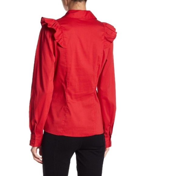 Socialite Ruffle Button Poplin Shirt - Picture 2 of 6